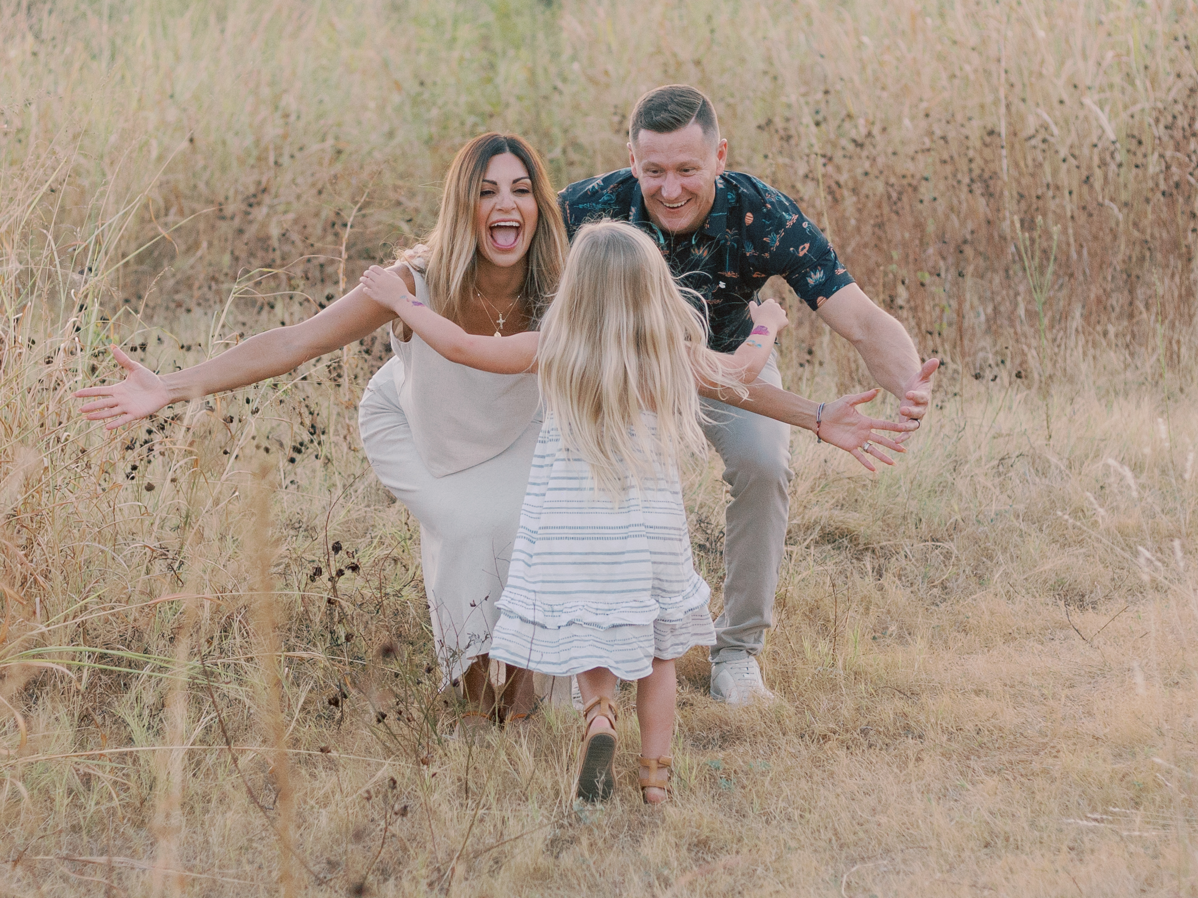 running to hug mom and dad