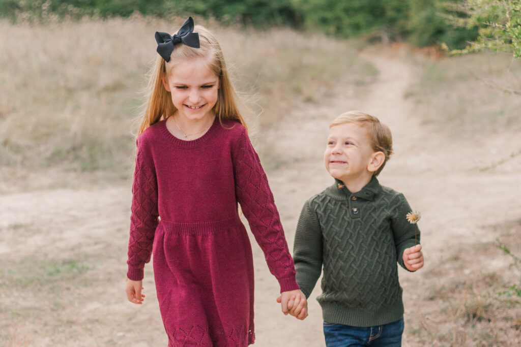 brother and sister at Norbuck Park, Dallas TX, Kate White Photography