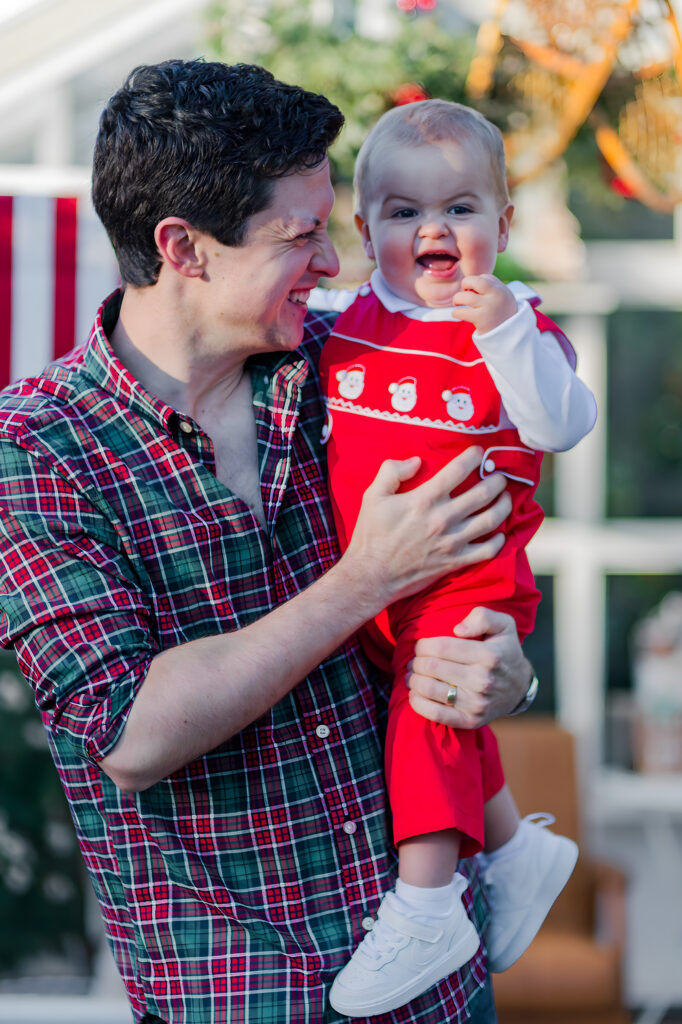 dad and baby at the greenhouse at Lemon Drop Studios in McKinney with Kate White Photography