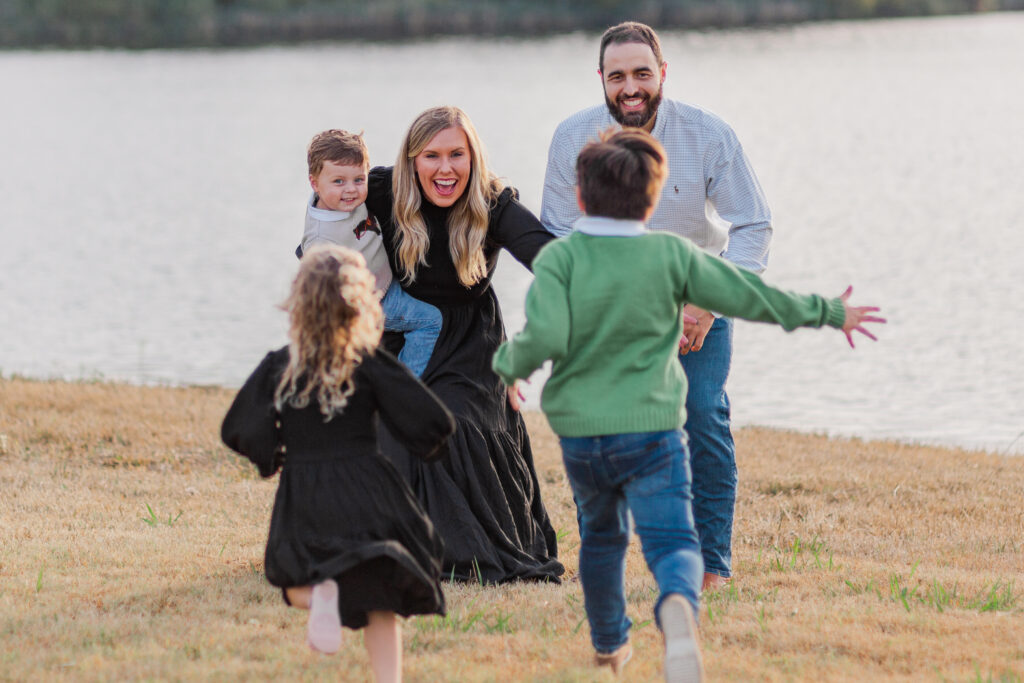 Family at Mill Creek Reservoir Park in Canton TX with Kate White Photography