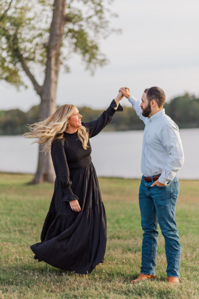 couple at Mill Creek Reservoir Park in Canton TX with Kate White Photography