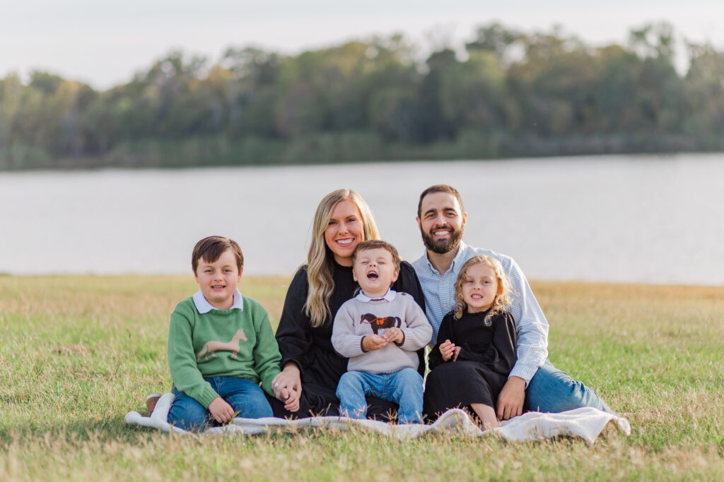 Family at Mill Creek Reservoir Park in Canton TX with Kate White Photography