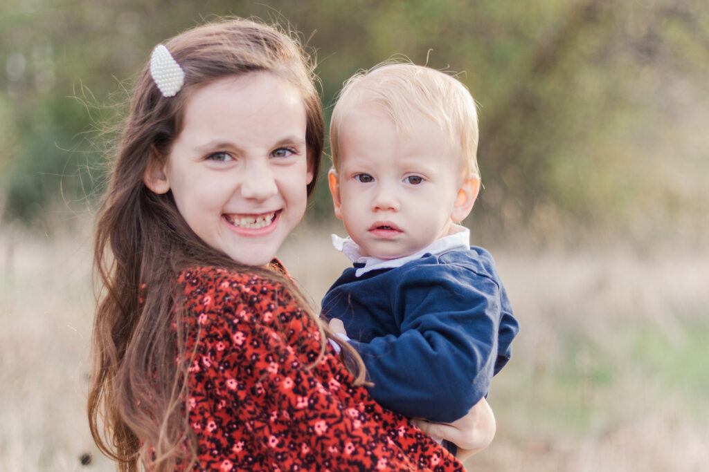 brother and sister at Norbuck Park by Kate White Photography