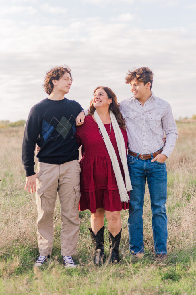 mom and sons at Boy Scout Hill on White Rock Lake by Kate White Photography