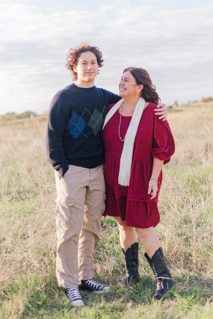 mom and son at Boy Scout Hill on White Rock Lake by Kate White Photography
