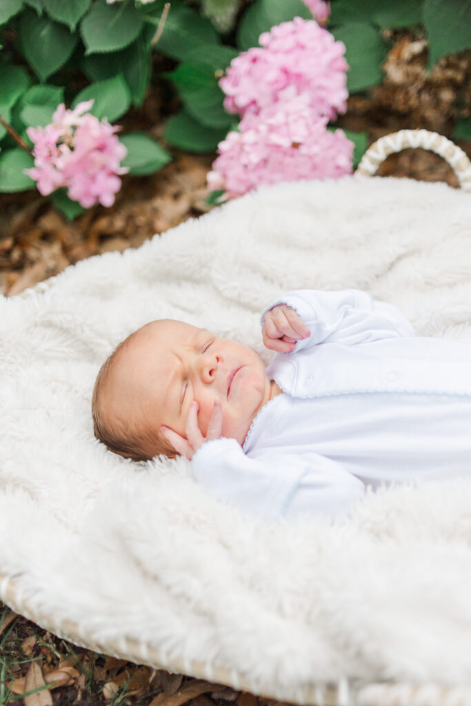 baby boy outside in Lake Highlands TX
