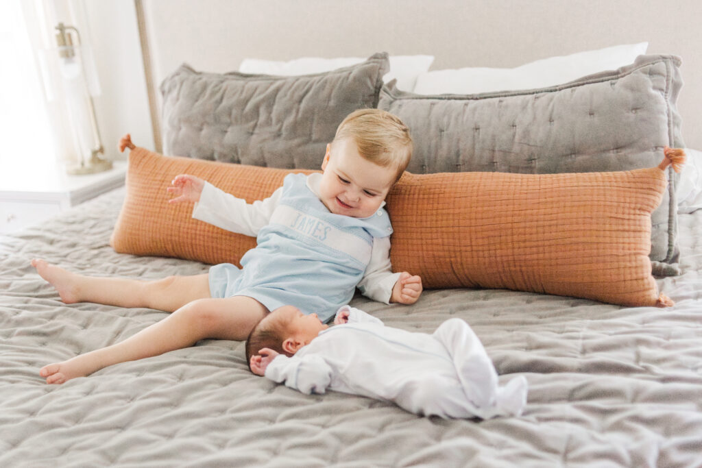 baby boy and big brother in Lake Highlands TX