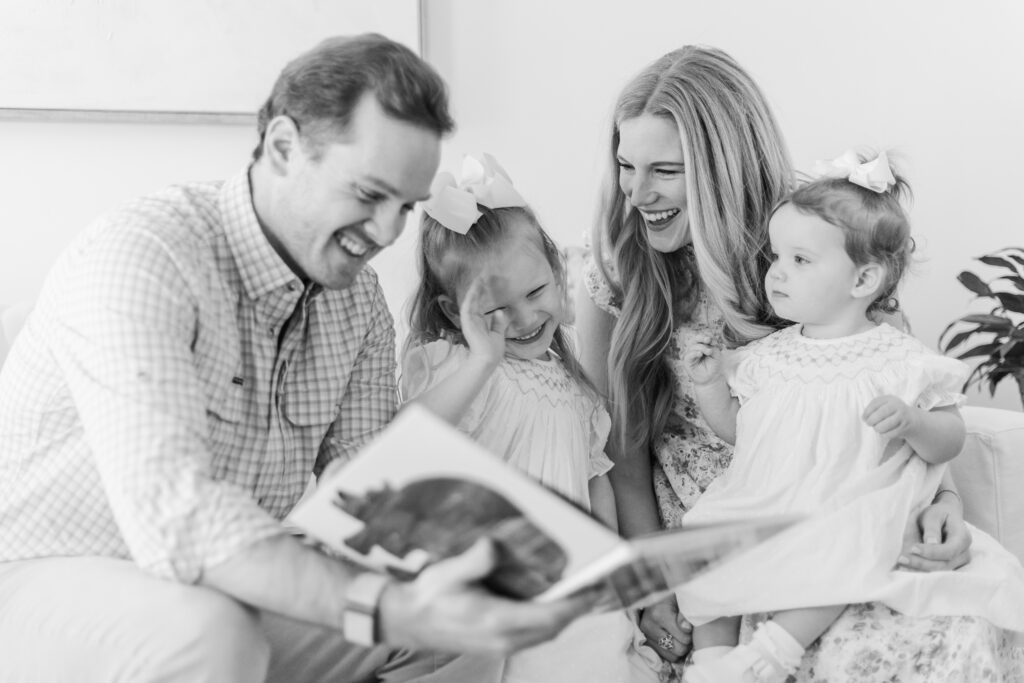 Family reading in McKinney at the Beverley Harris House