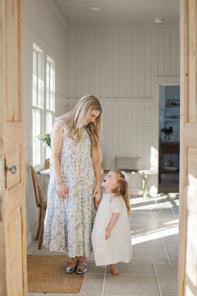 mom and daughter in McKinney at the Beverley Harris House