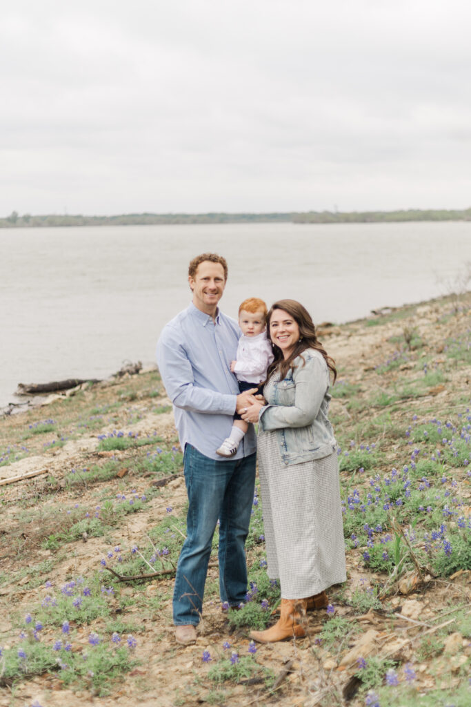 Family in the bluebonnets in Flower Mound