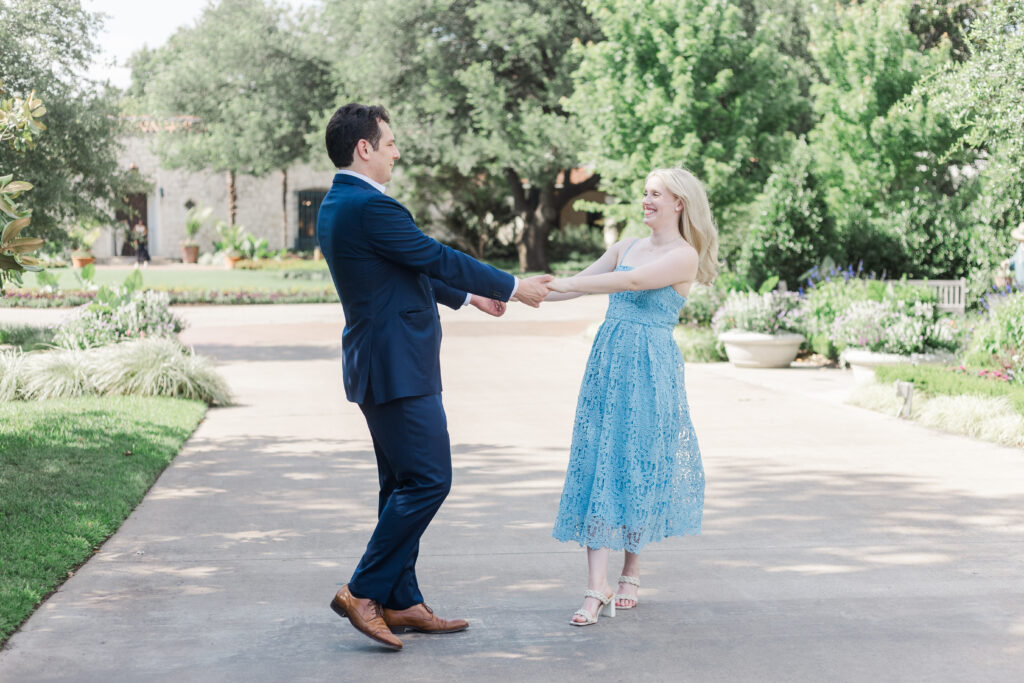 Engaged couple at the Dallas Arboretum