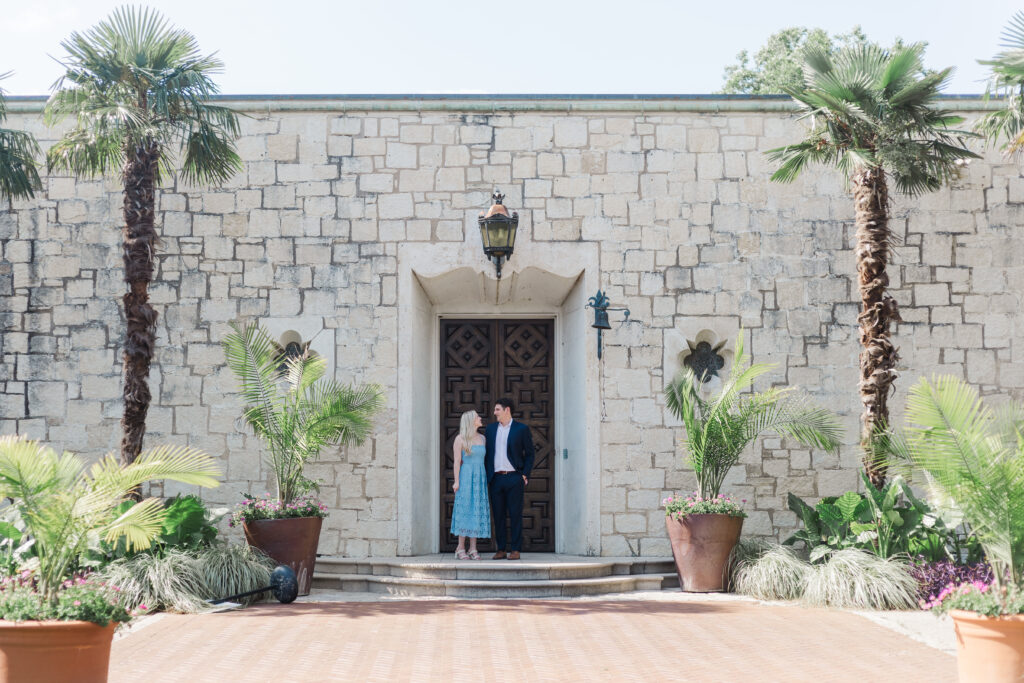 Engaged couple at the Dallas Arboretum