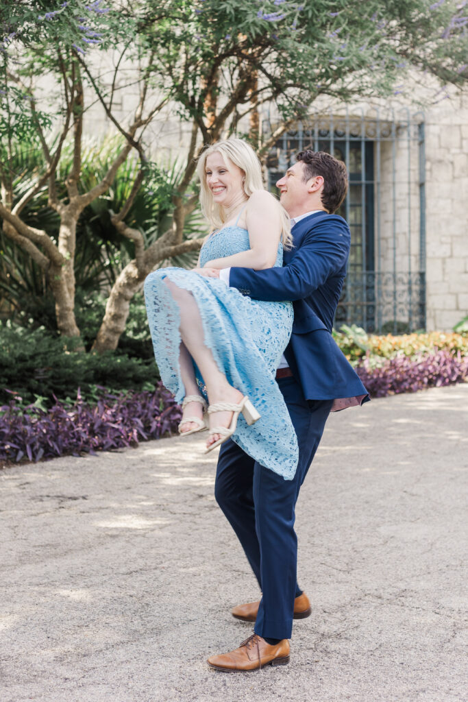 Engaged couple at the Dallas Arboretum