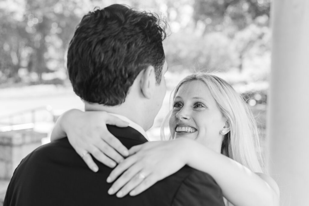 Engaged couple at the Dallas Arboretum