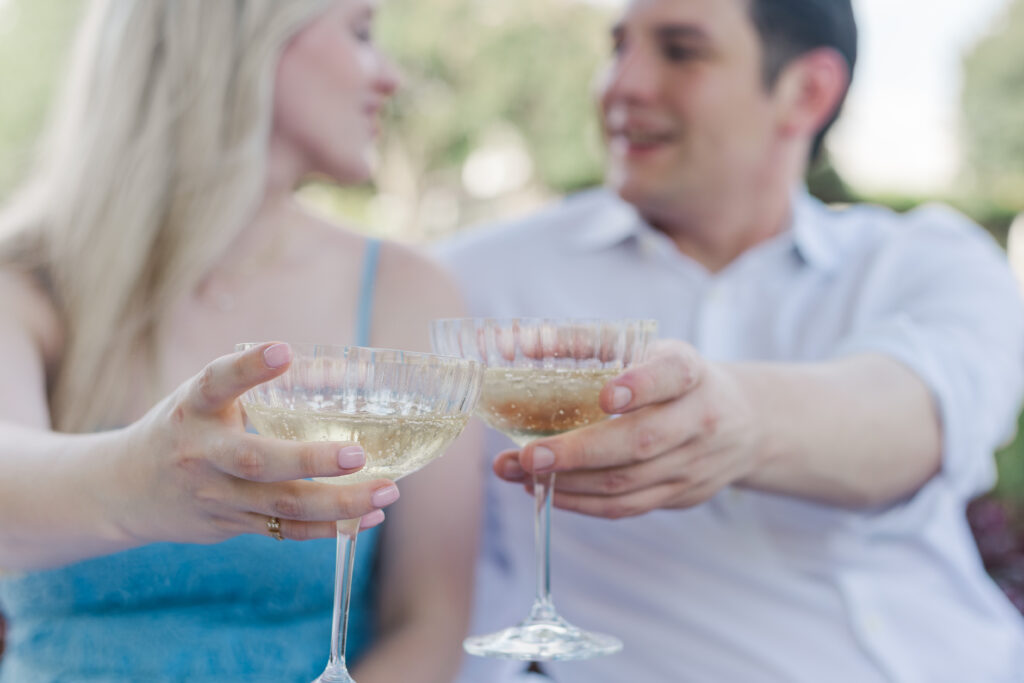 Engaged couple at the Dallas Arboretum