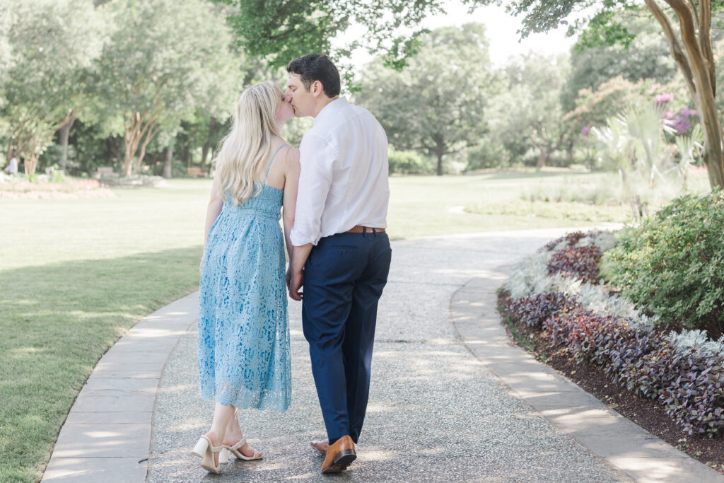 Engaged couple at the Dallas Arboretum