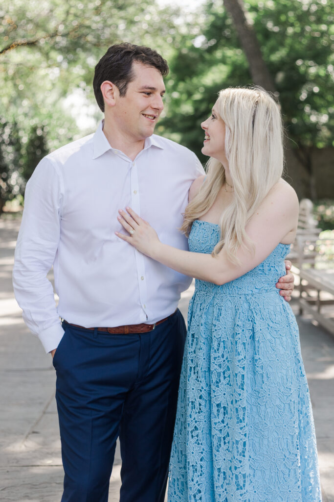 Engaged couple at the Dallas Arboretum