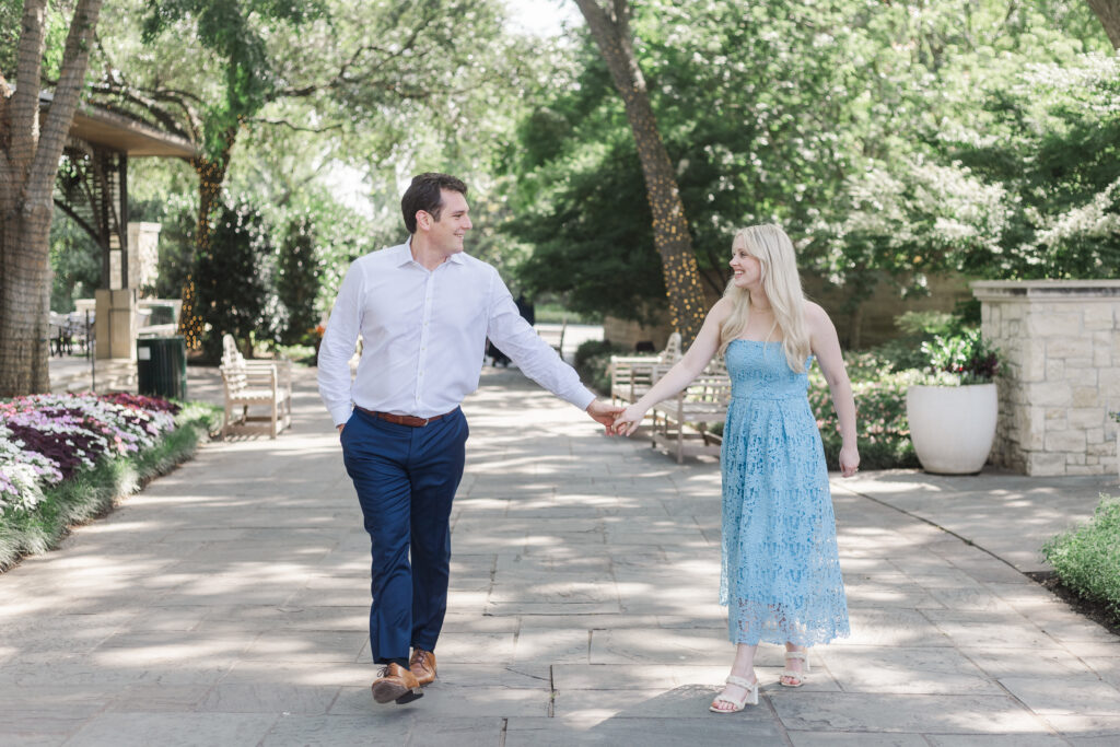 Engaged couple at the Dallas Arboretum