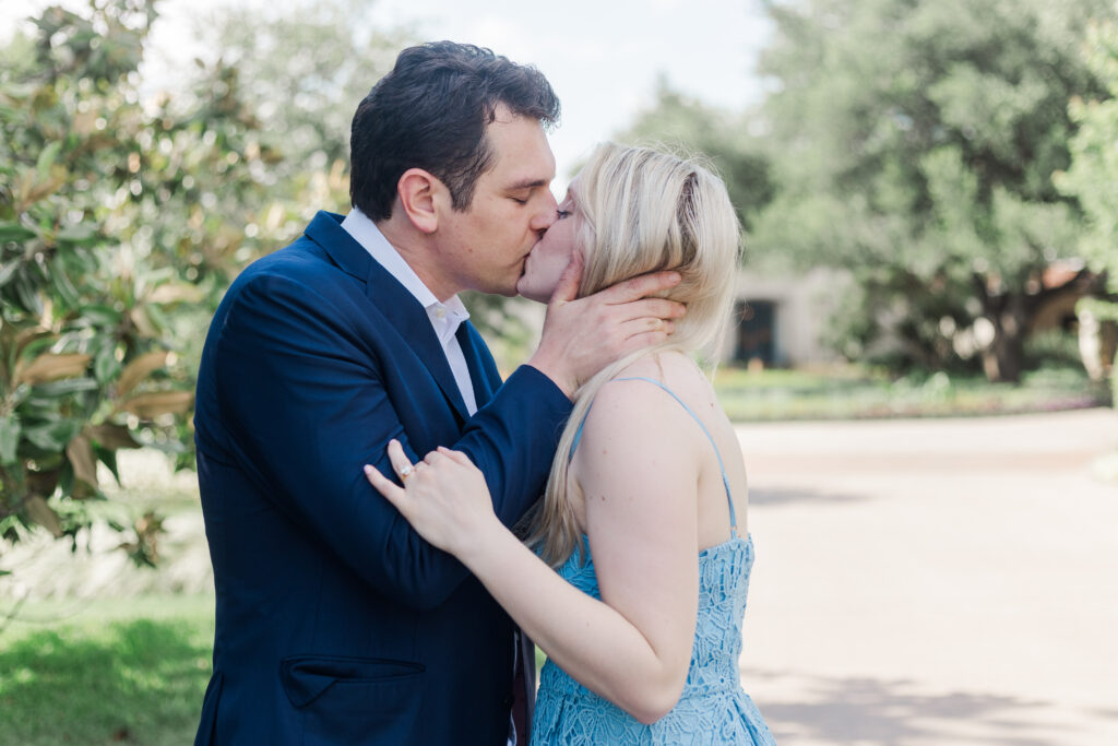Engaged couple at the Dallas Arboretum