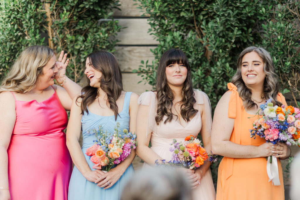 overjoyed bridemaids cry at CA wedding